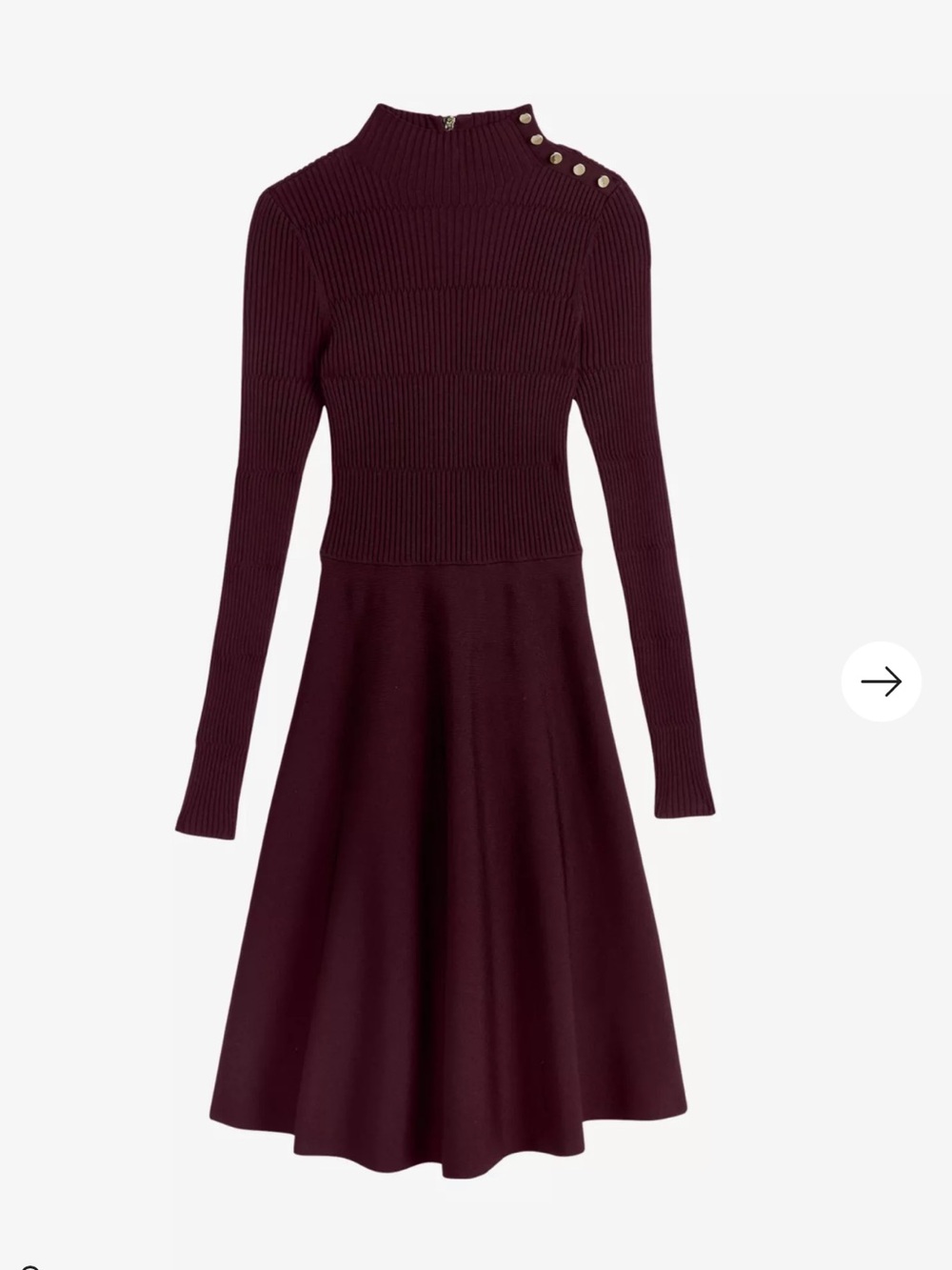 Ted Baker Long-Sleeve Fit-and-Flare Dress in Burgundy